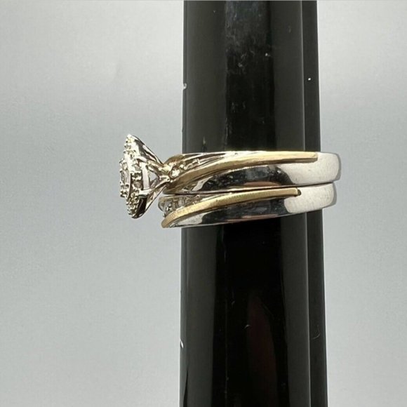 BEAUTIFUL BEGINNINGS Diamond Accent Engagement Bridal Set 14k Gold and Sterling - Picture 4 of 4